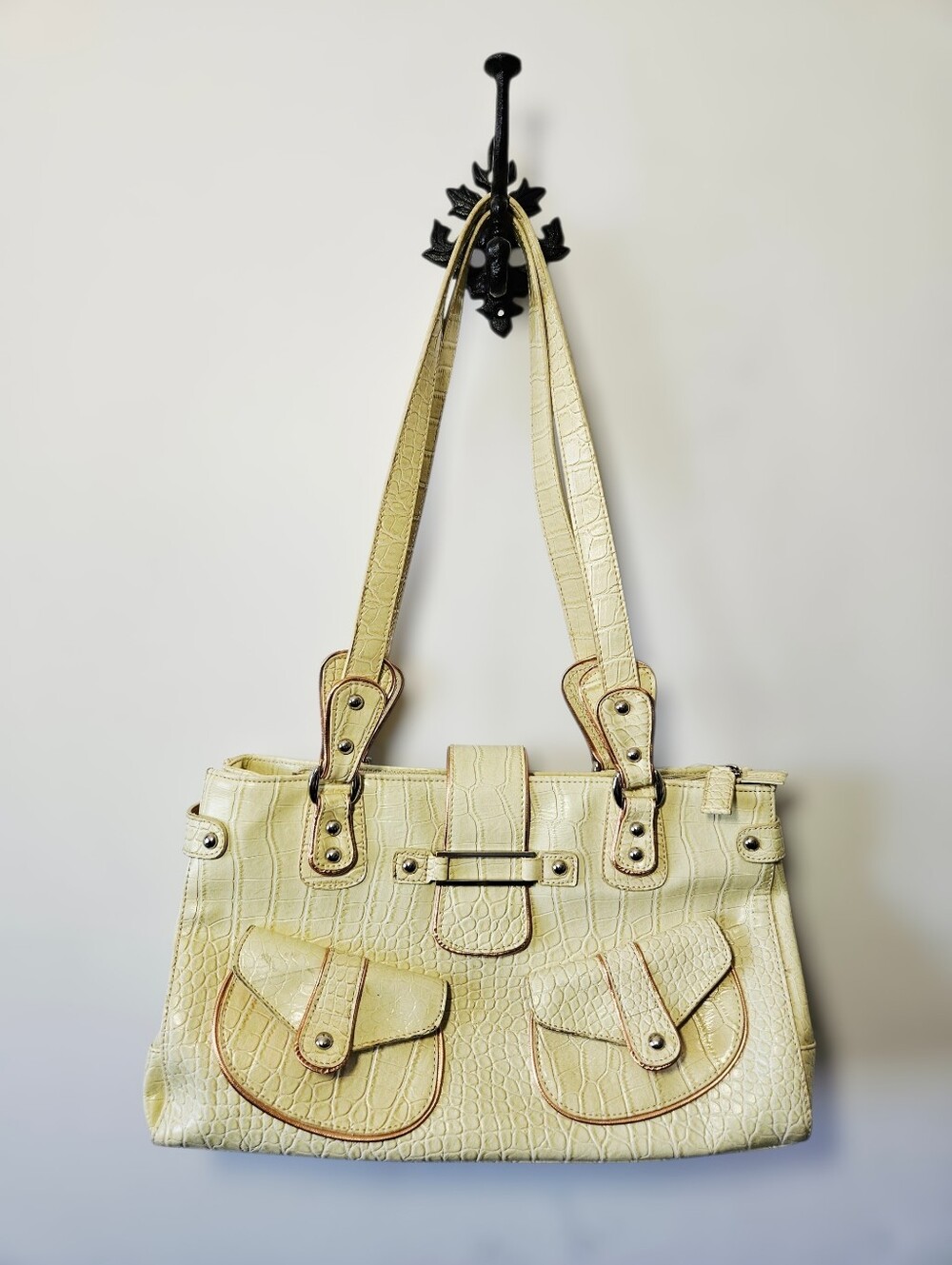 Vintage Y2K Bagatique Crocodile Embossed Shoulder Bag Purse 90s